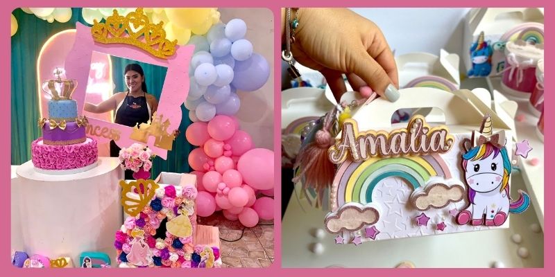 Emprendedora con sus decoraciones